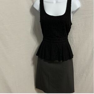 Laundry by Design‎ Two Tone Dress, Gray Skirt & Black & Lace top one size 6